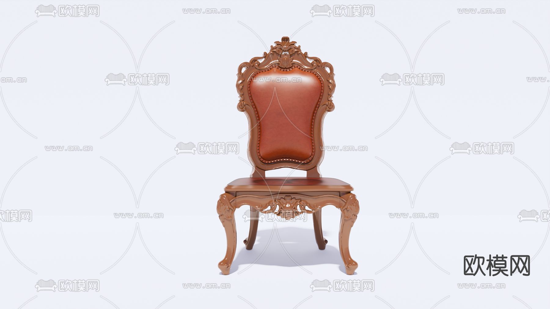 欧式古典皮革单椅su模型下载（渲染图1）