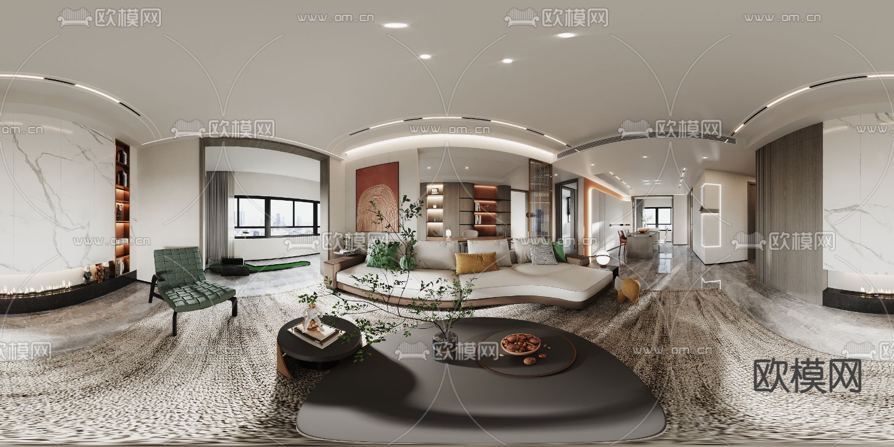 现代轻奢客餐厅cr全景3d模型