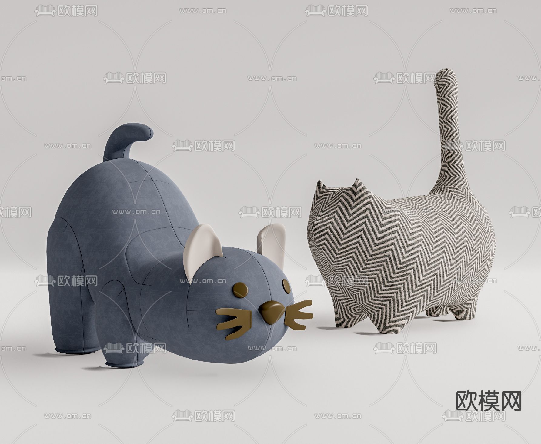 现代毛绒猫玩具su模型