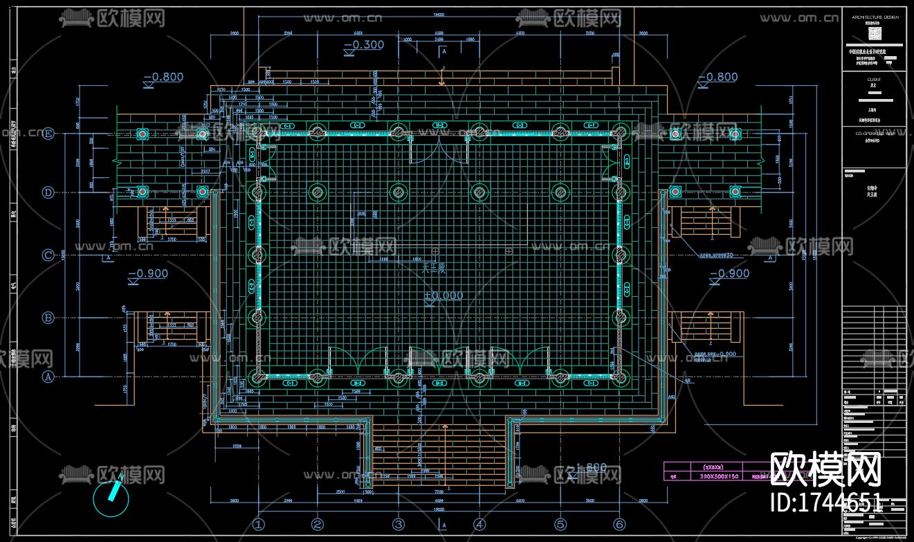 古建筑寺庙cad施工图下载（渲染图2）