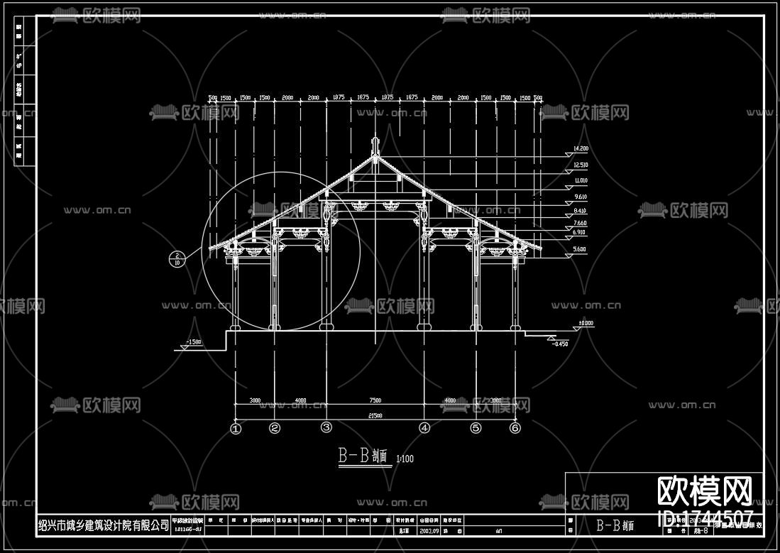 山门建筑cad施工图下载（渲染图6）