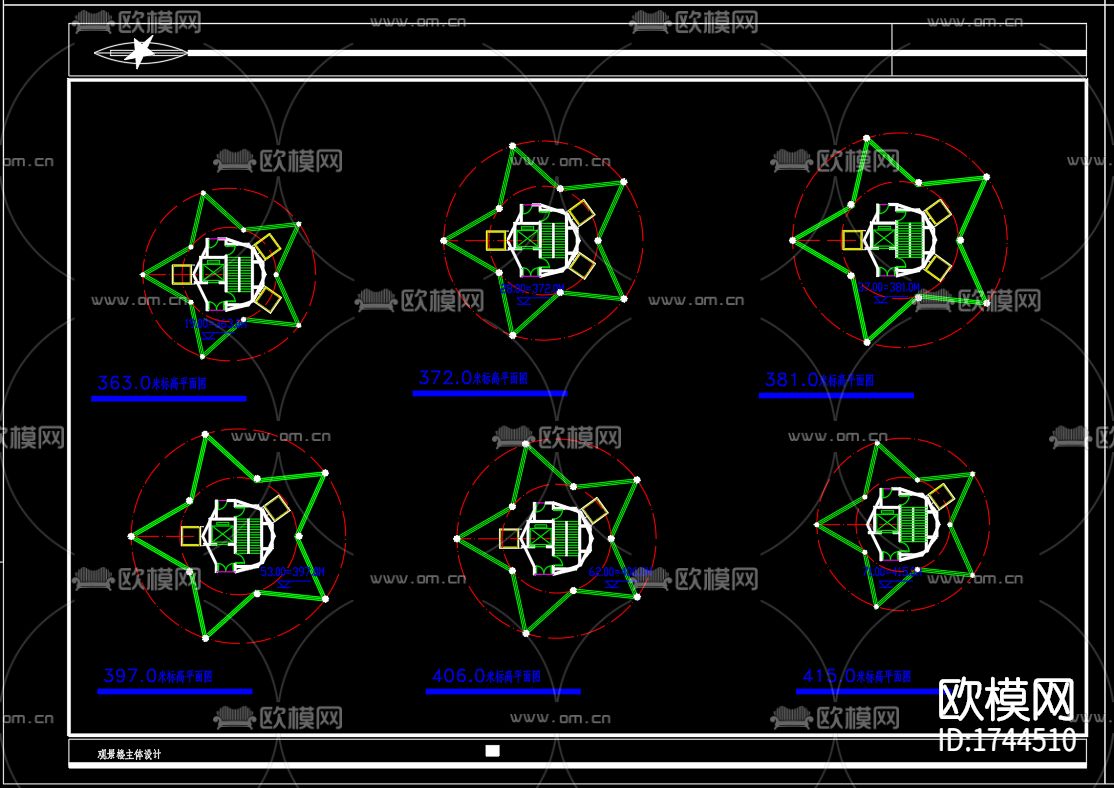 观光塔建筑cad施工图下载（渲染图10）
