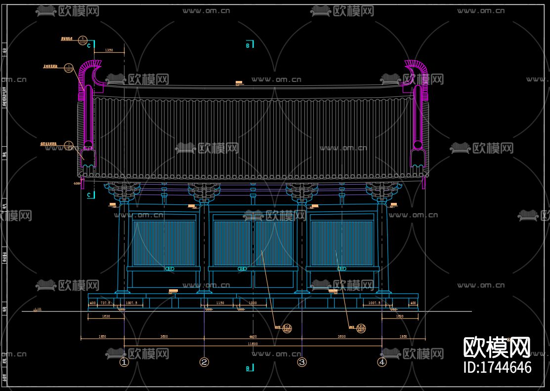 古建筑观音殿cad施工图
