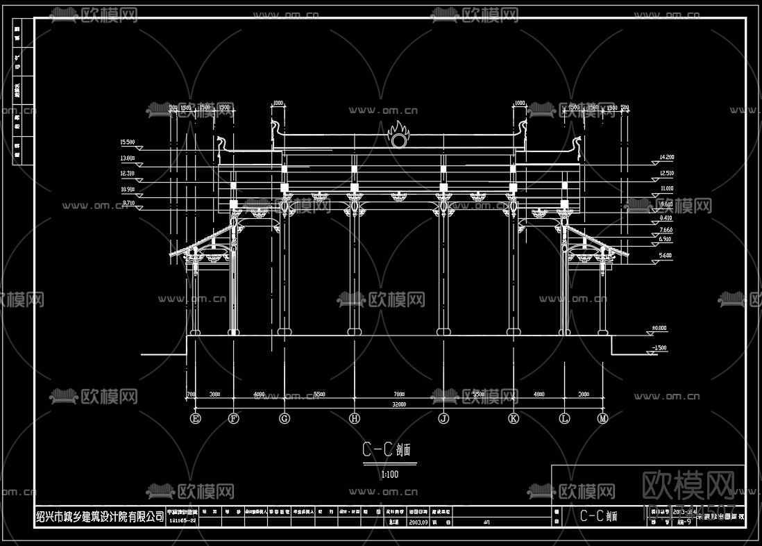 山门建筑cad施工图下载（渲染图4）