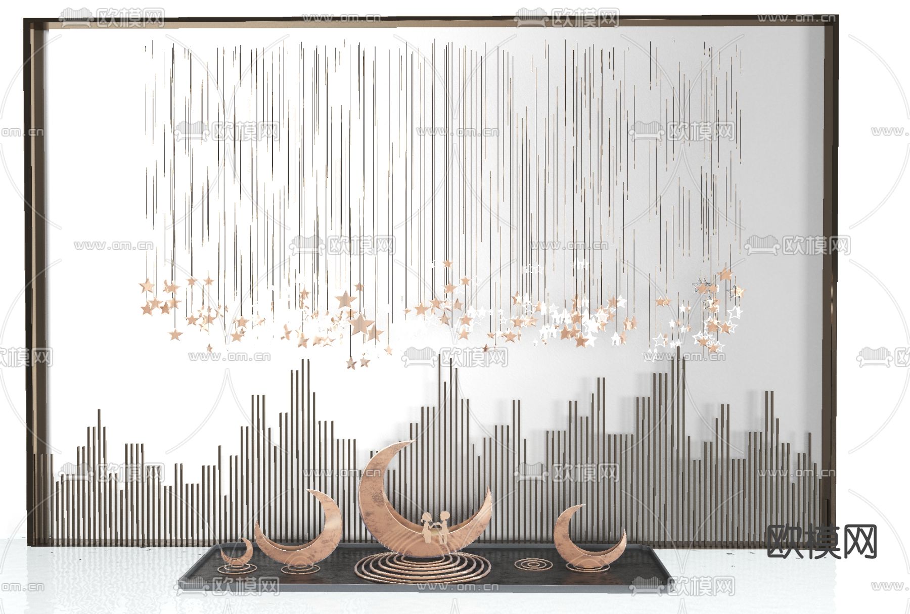 现代轻奢吊饰雕塑墙饰免费3d模型下载