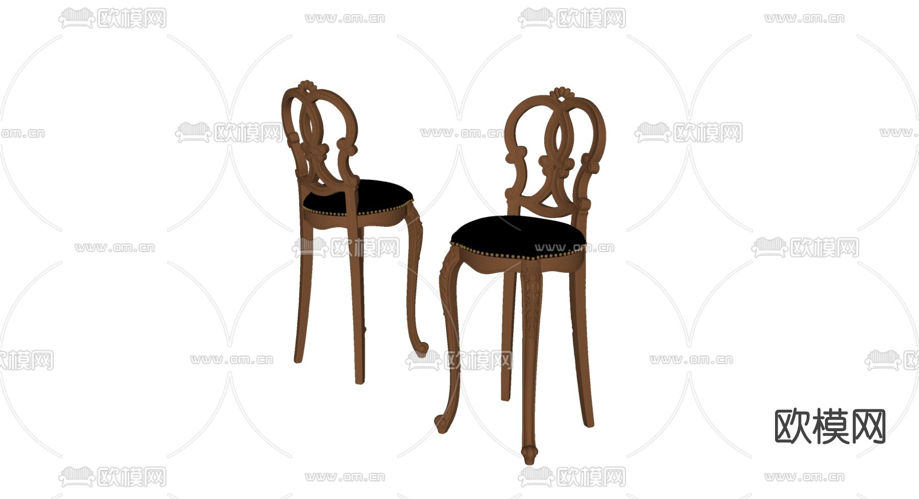 欧式古典吧台椅su模型下载（渲染图2）