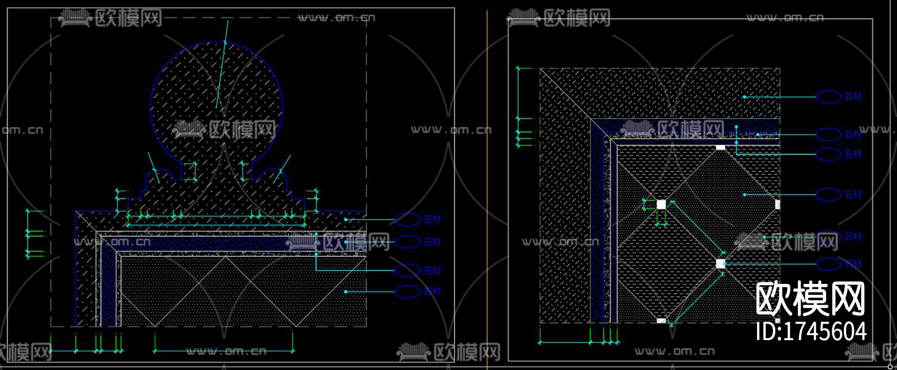 大拼花cad节点大样图下载（渲染图1）