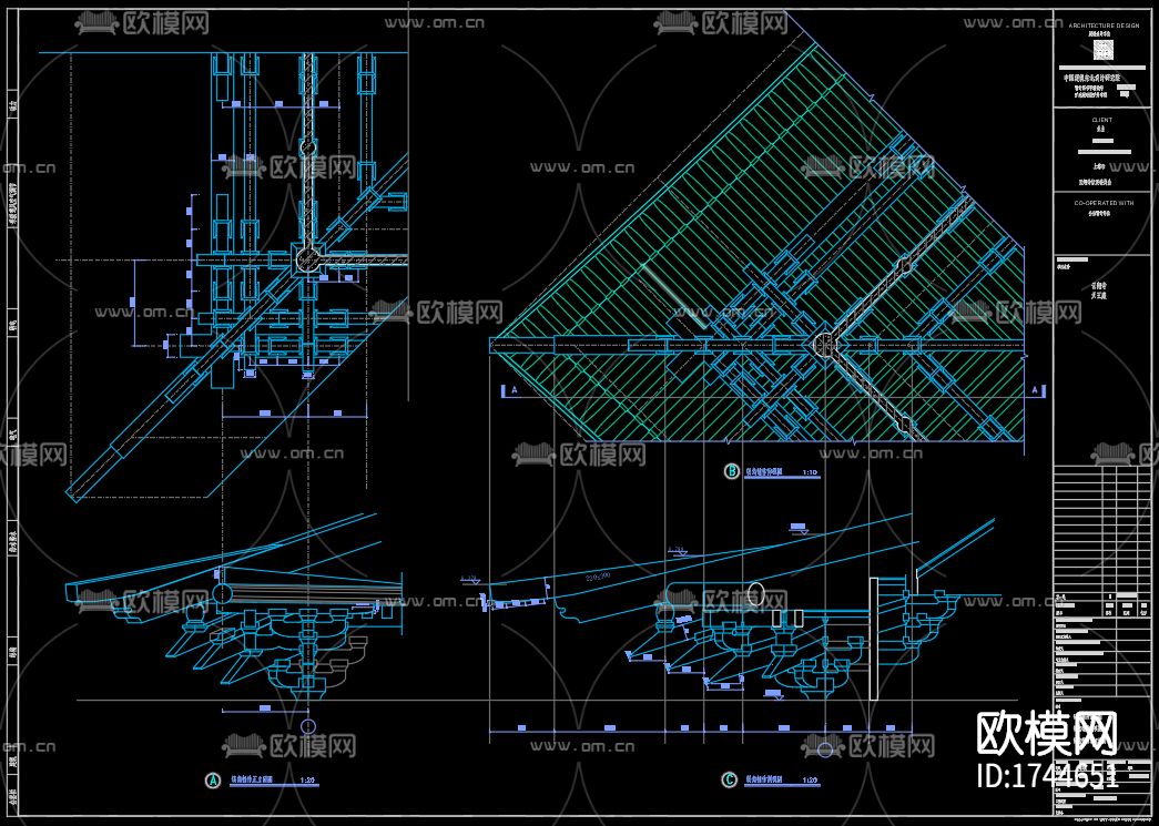 古建筑寺庙cad施工图下载（渲染图5）