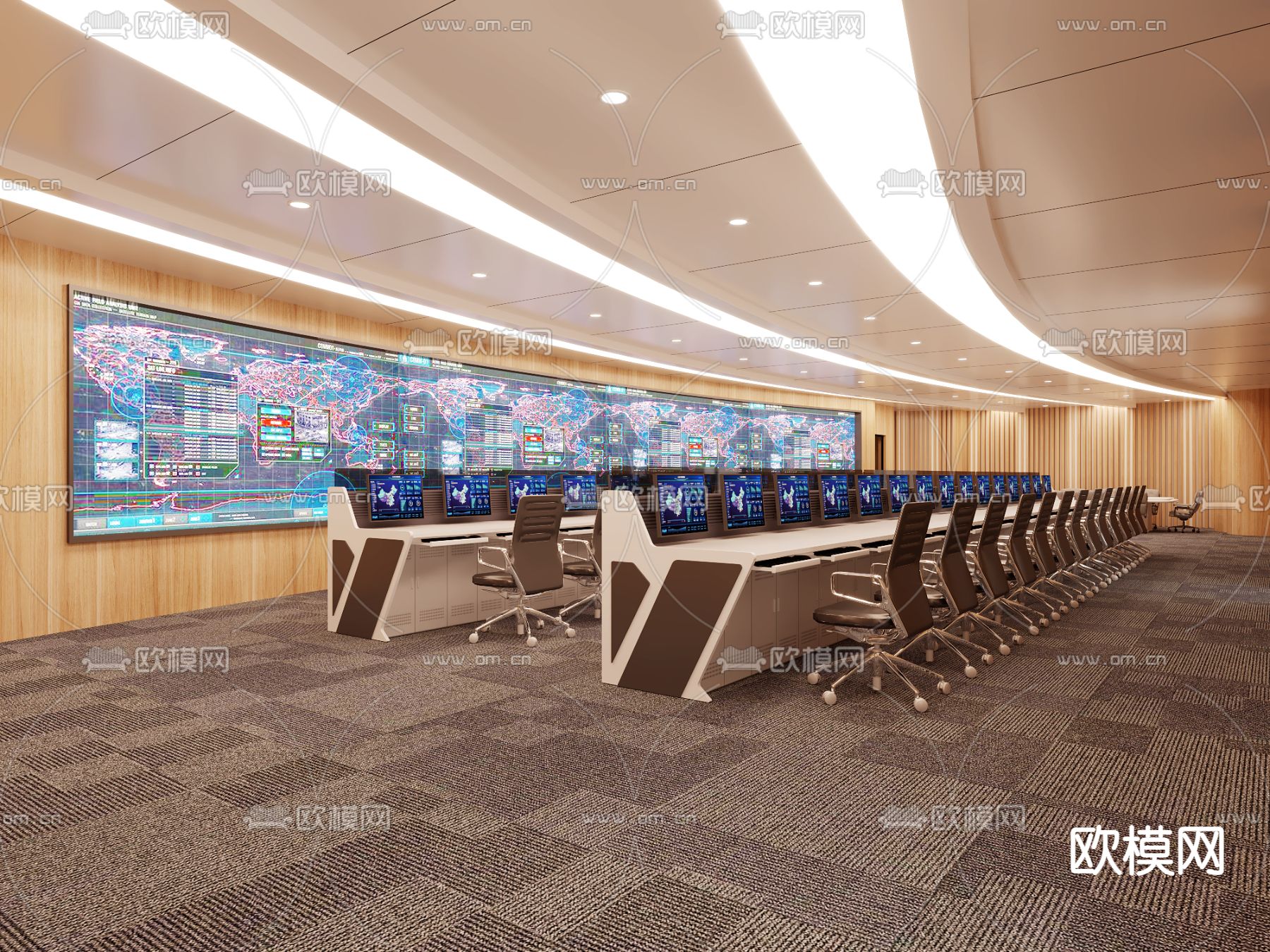 现代企业监控室3d模型下载（渲染图2）