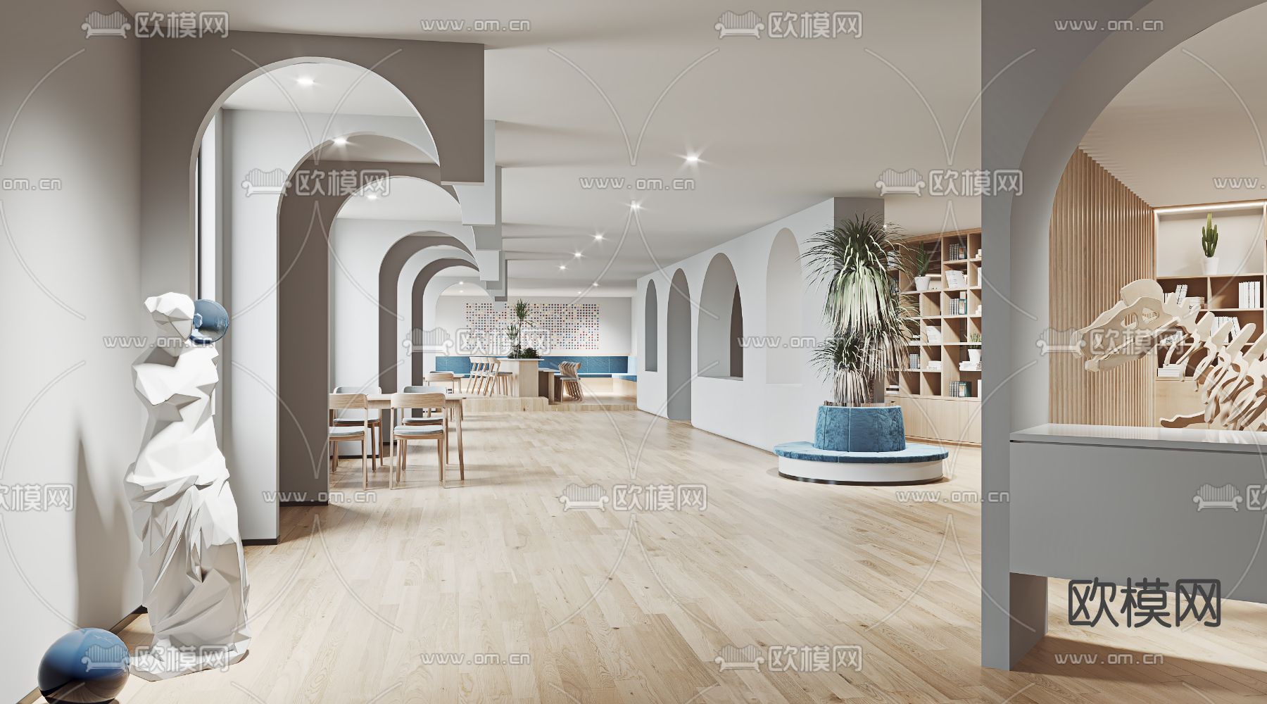 侘寂风图书馆3d模型下载（渲染图1）