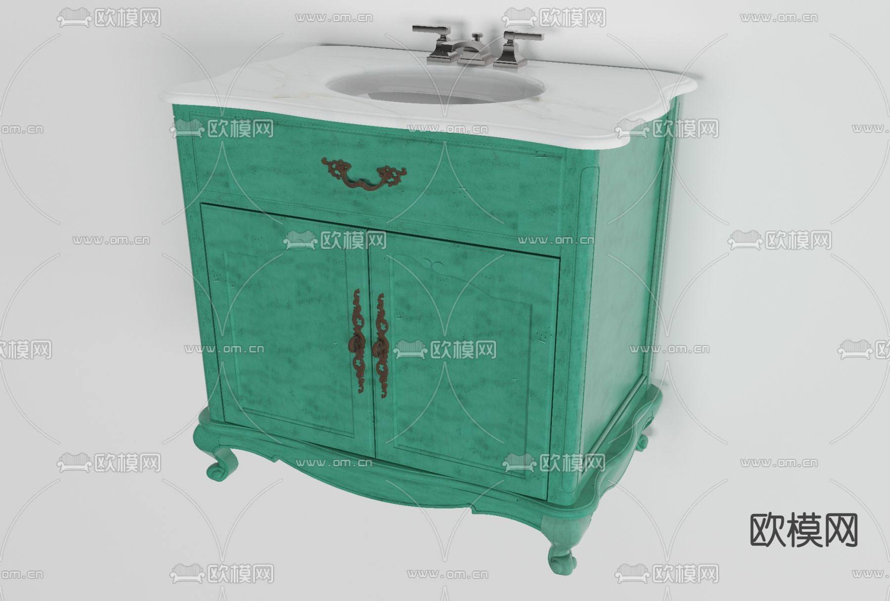 简欧洗手池卫浴柜免费3d模型