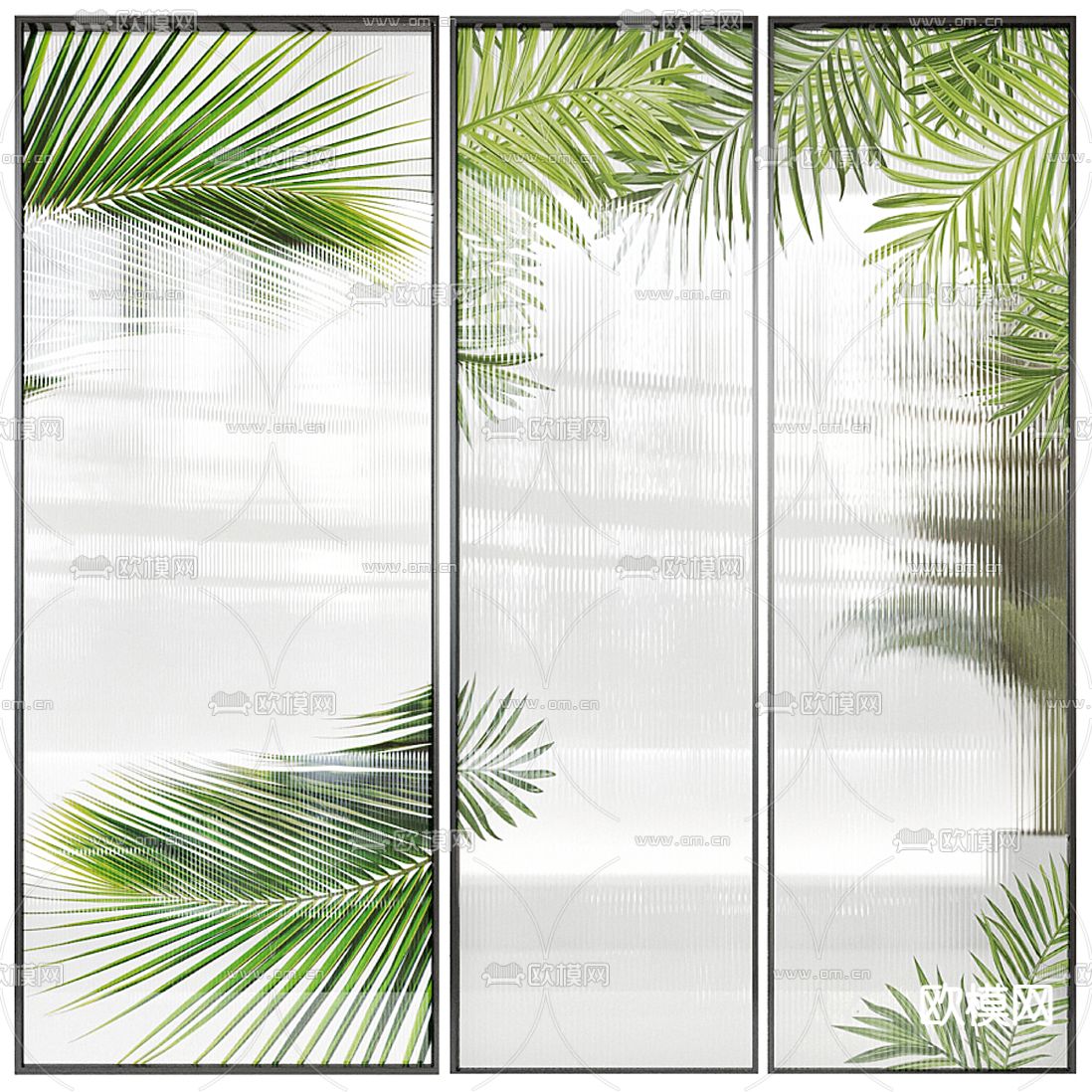 现代玻璃屏风隔断3d模型下载（渲染图3）