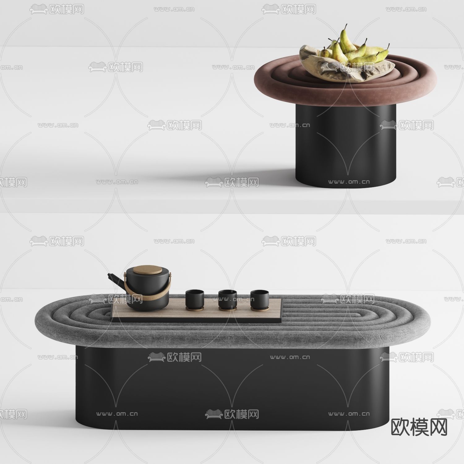 BENTLEY 侘寂布艺茶几边几3d模型下载