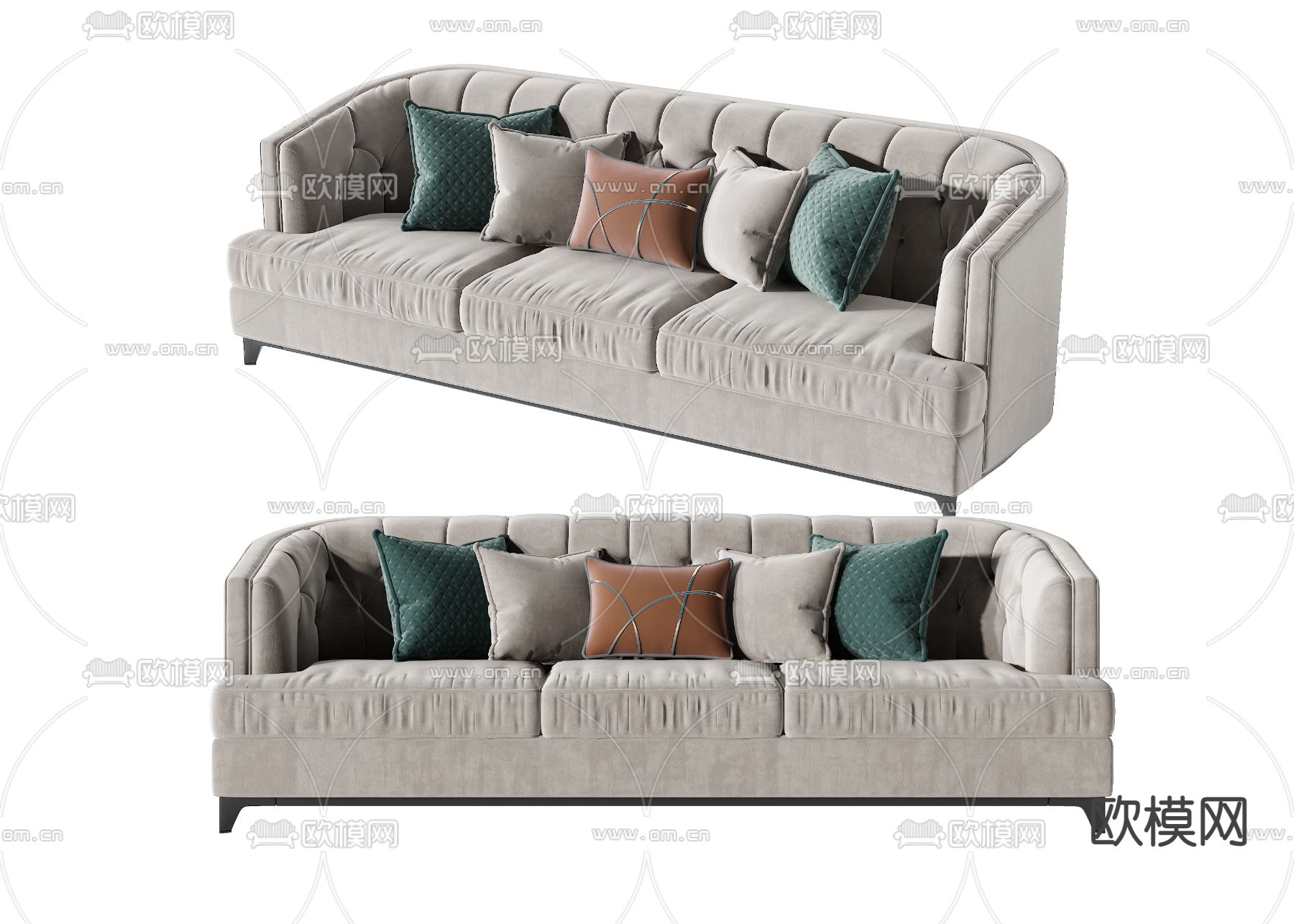 现代布艺多人沙发3d模型下载