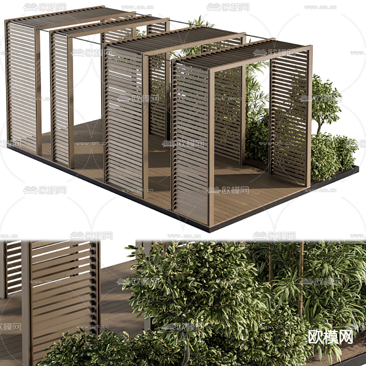 现代廊架植物架3d模型