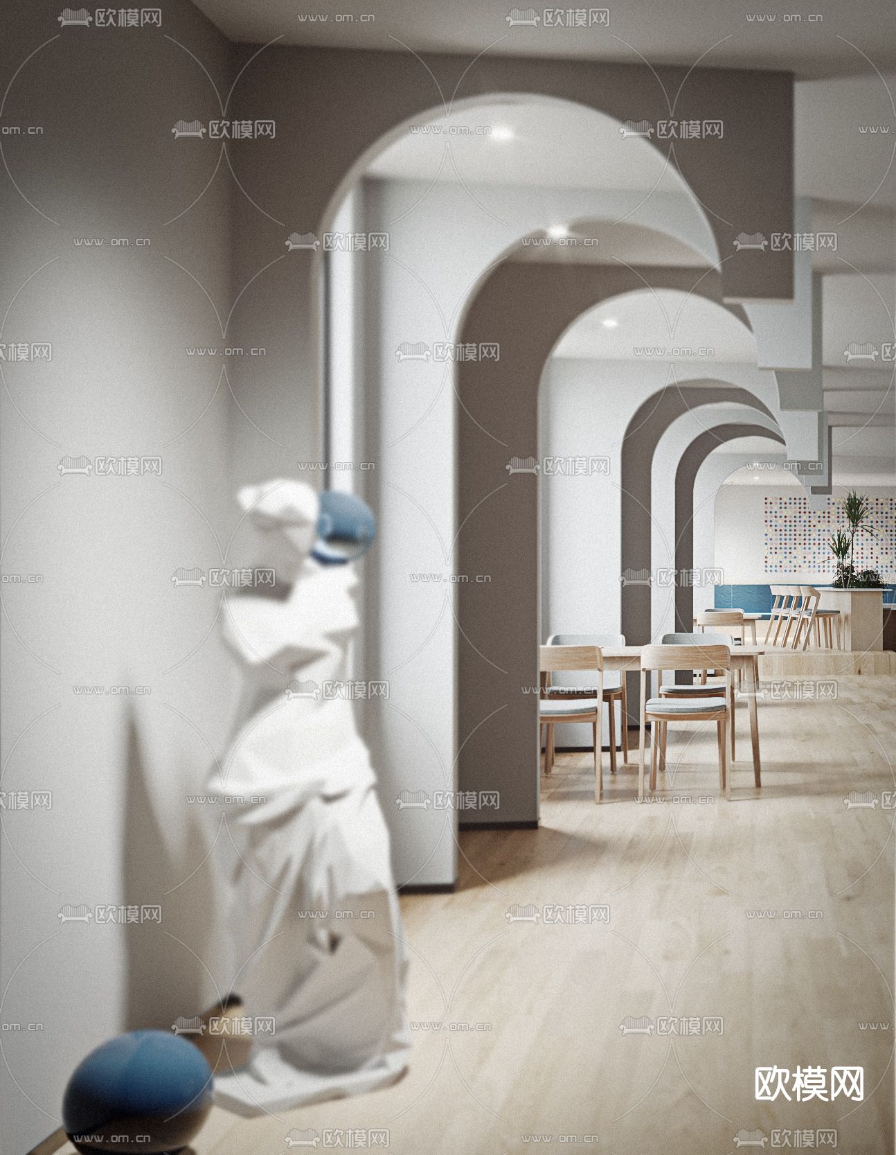 侘寂风图书馆3d模型下载（渲染图2）