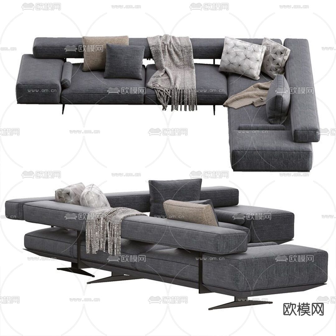 FLEXFORM 布艺转角沙发3d模型下载（渲染图3）