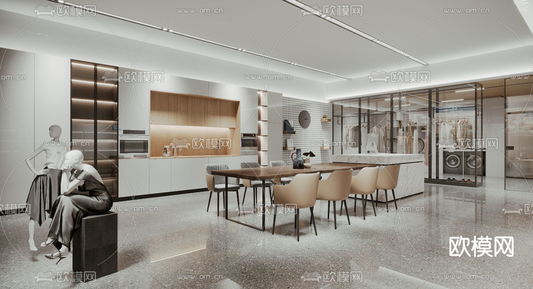 现代洗衣店3d模型下载