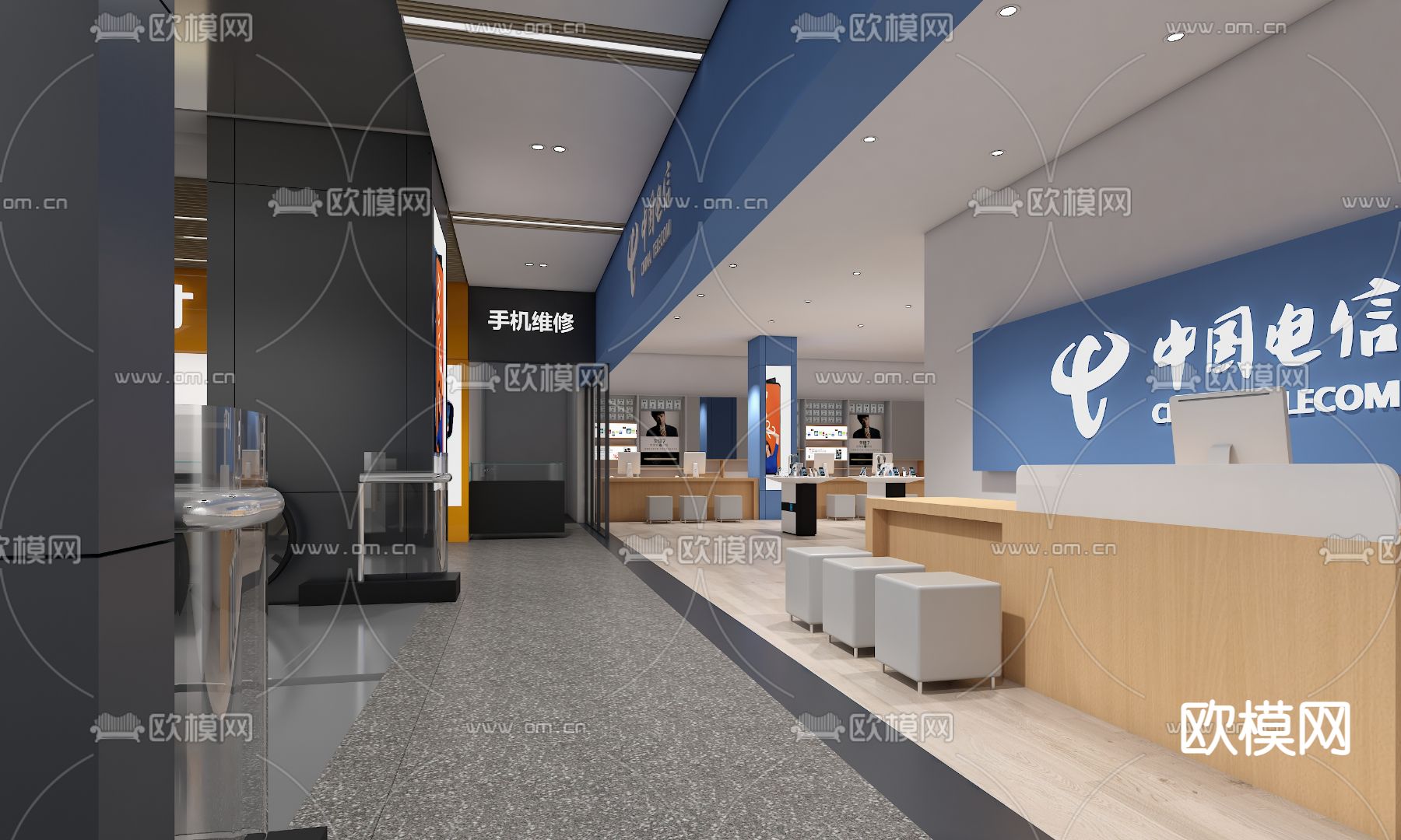 现代数码城商场3d模型下载（渲染图2）