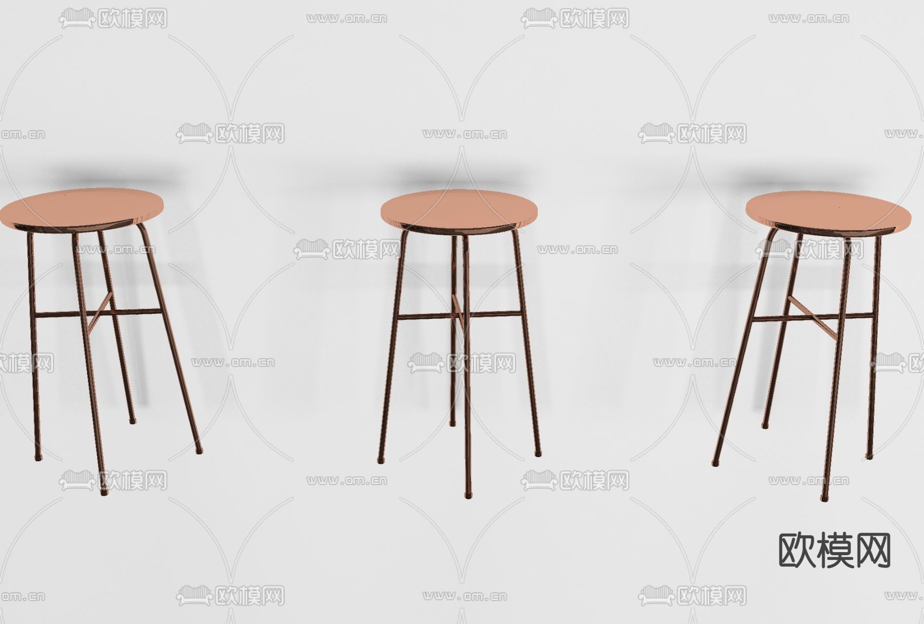 现代金属吧椅免费3d模型下载