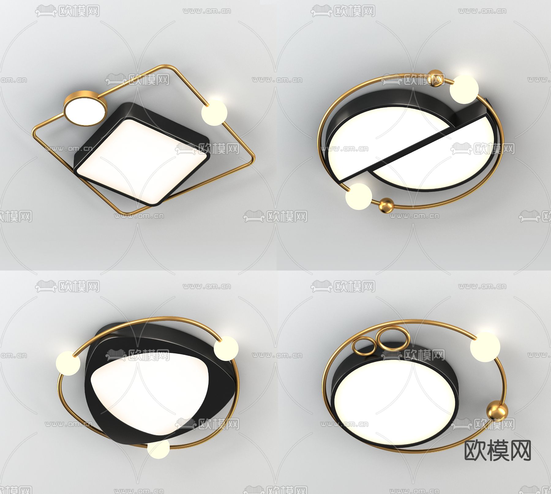 现代金属吸顶灯3d模型