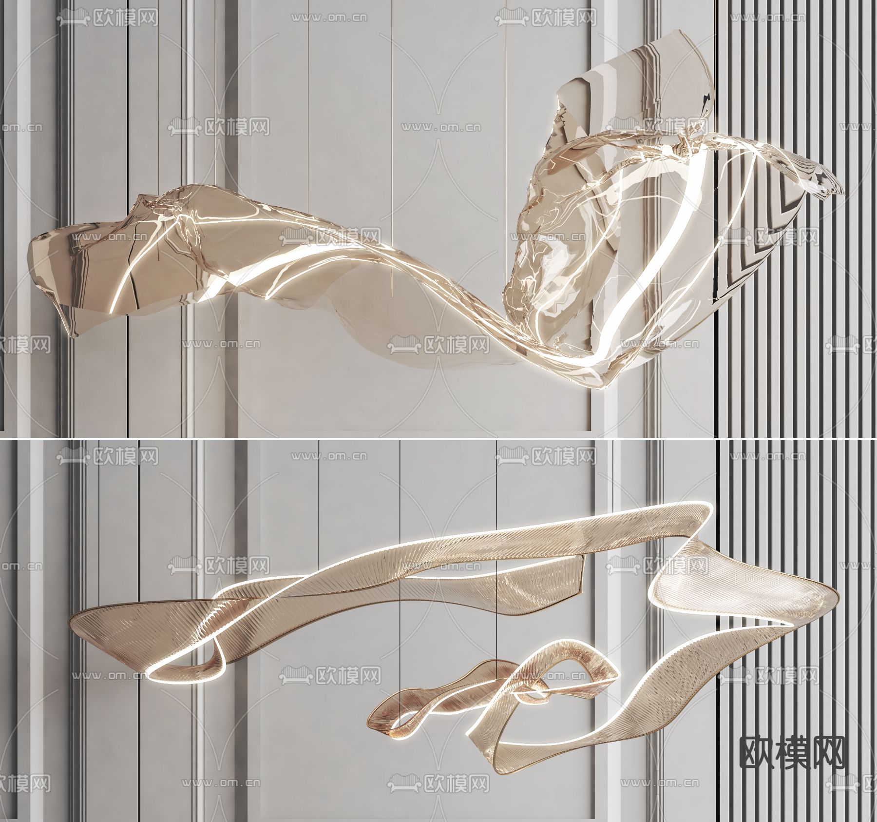 现代水晶装饰吊灯3d模型