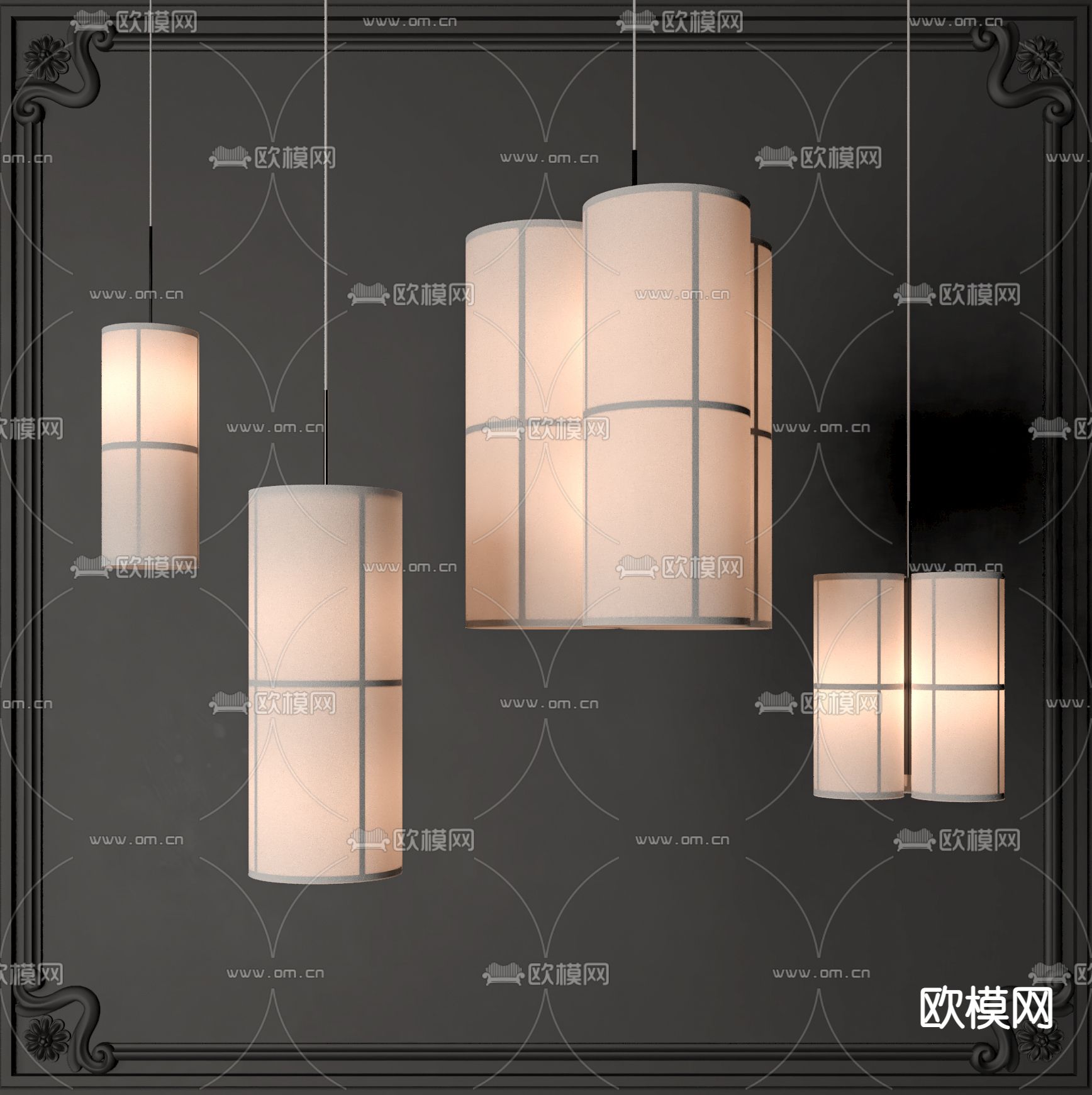 新中式轻奢吊灯3d模型