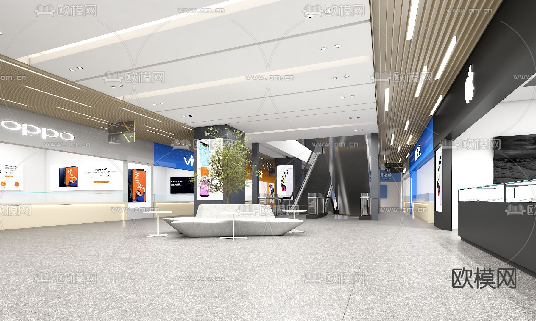 现代数码城商场3d模型下载（渲染图1）