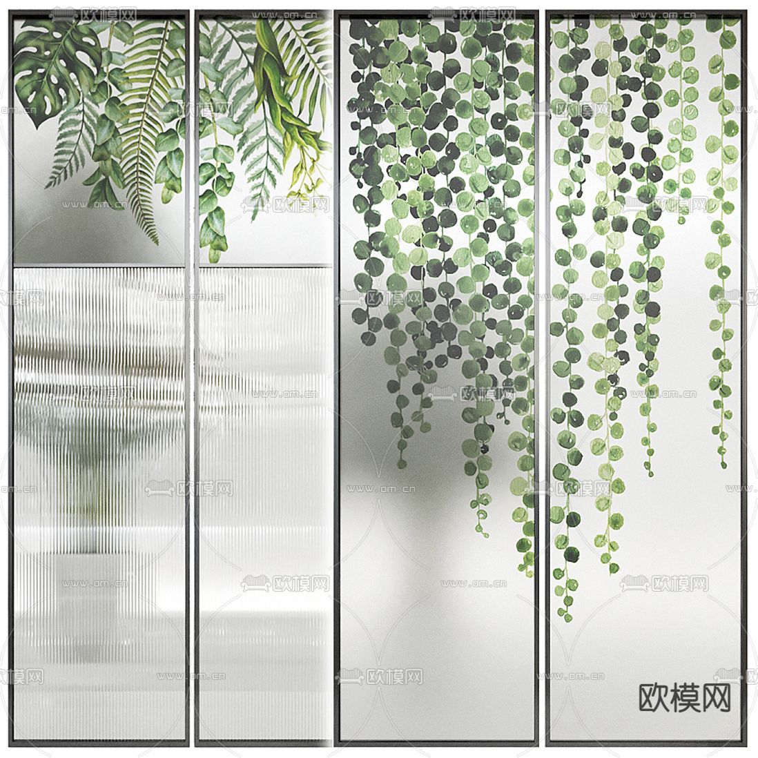 现代玻璃屏风隔断3d模型下载（渲染图2）