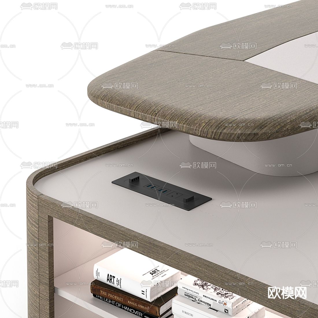 现代实木班台桌椅3d模型