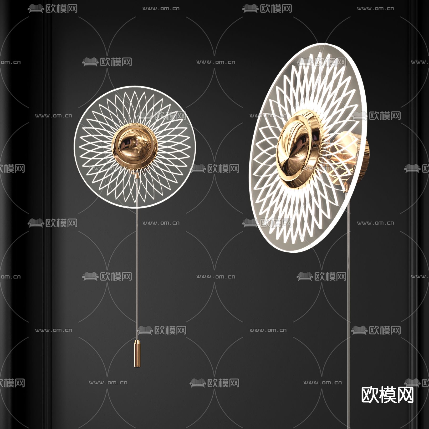 现代亚克力壁灯3d模型