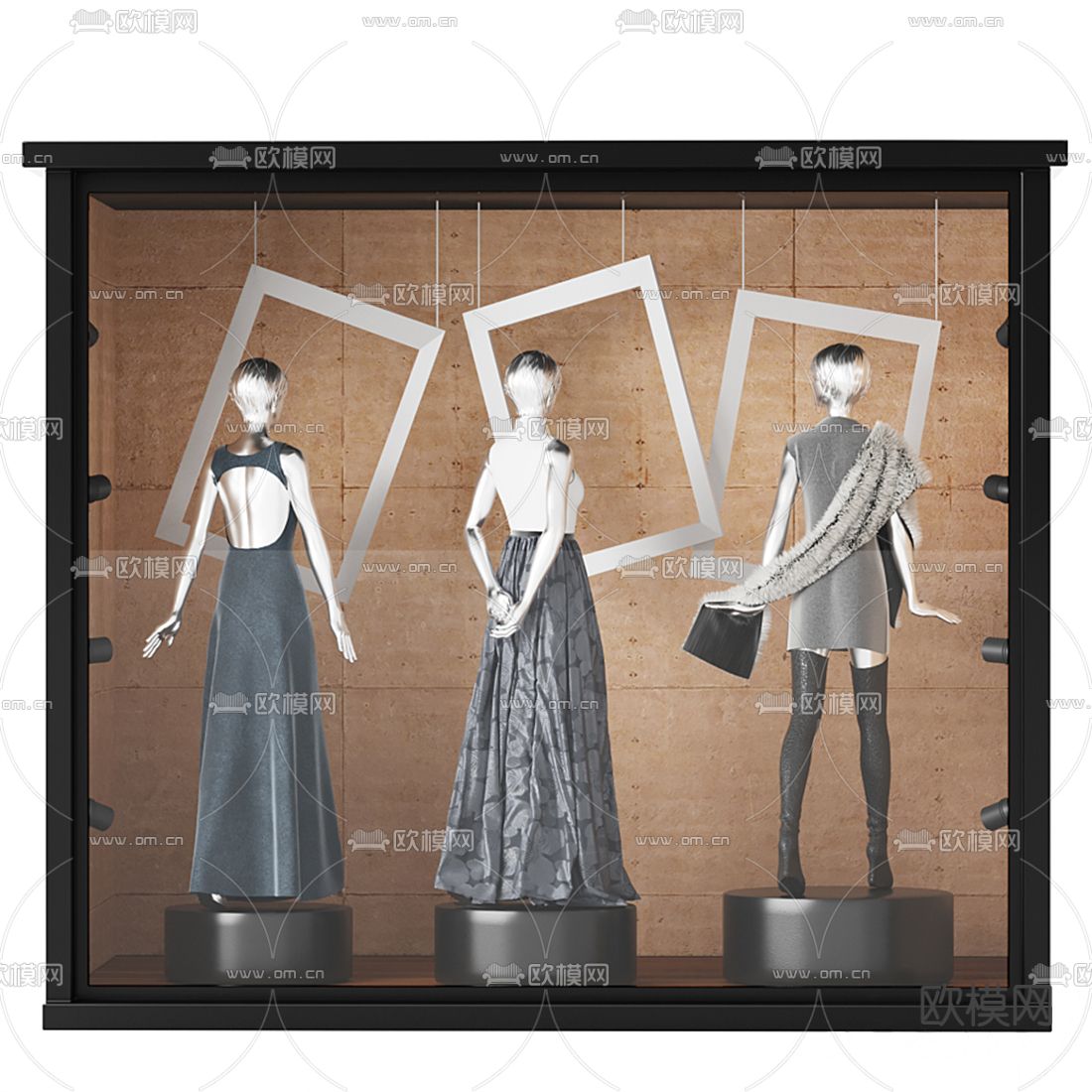 现代服装店展示橱窗3d模型