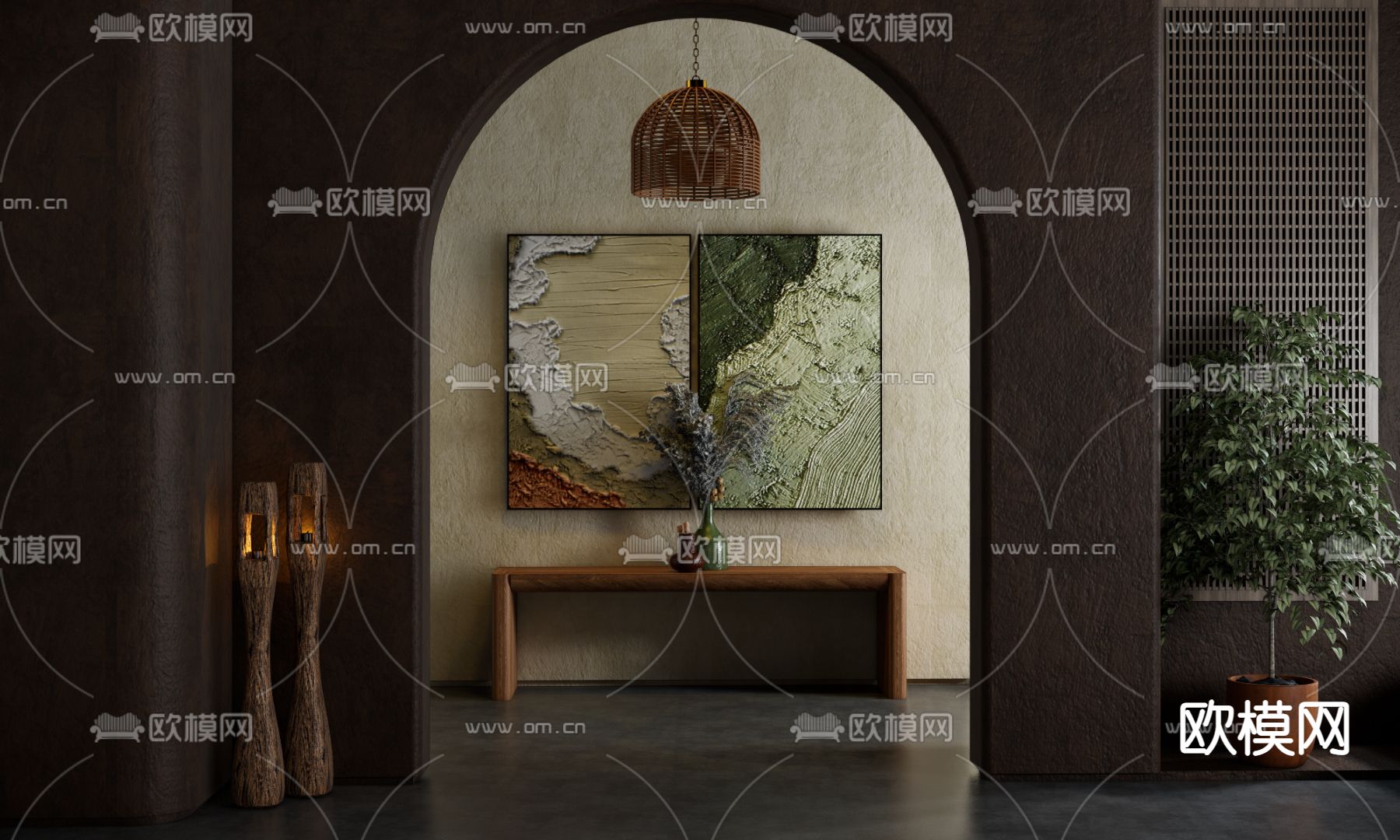 侘寂装饰挂画su模型下载