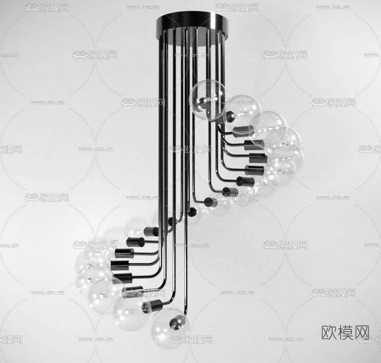 现代多头吸顶灯免费3d模型下载