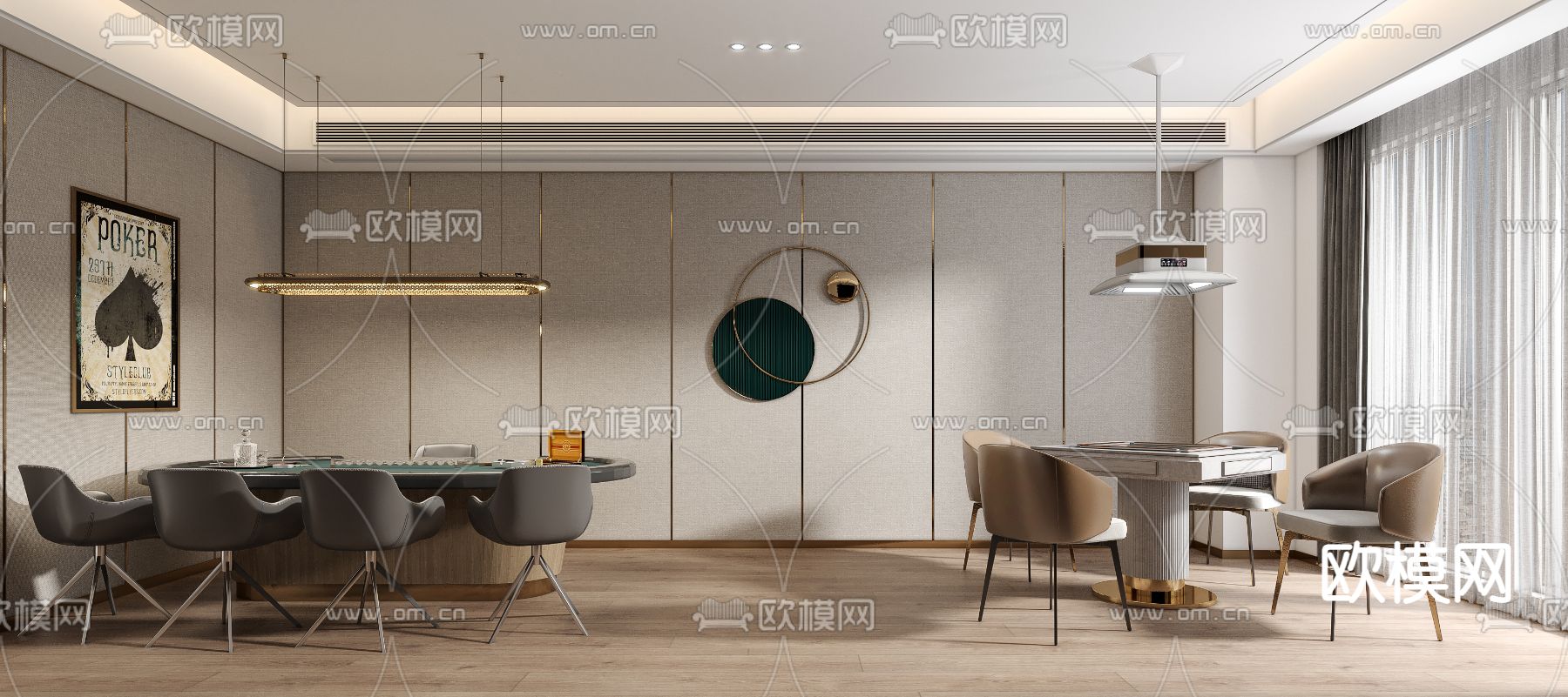 现代棋牌室3d模型