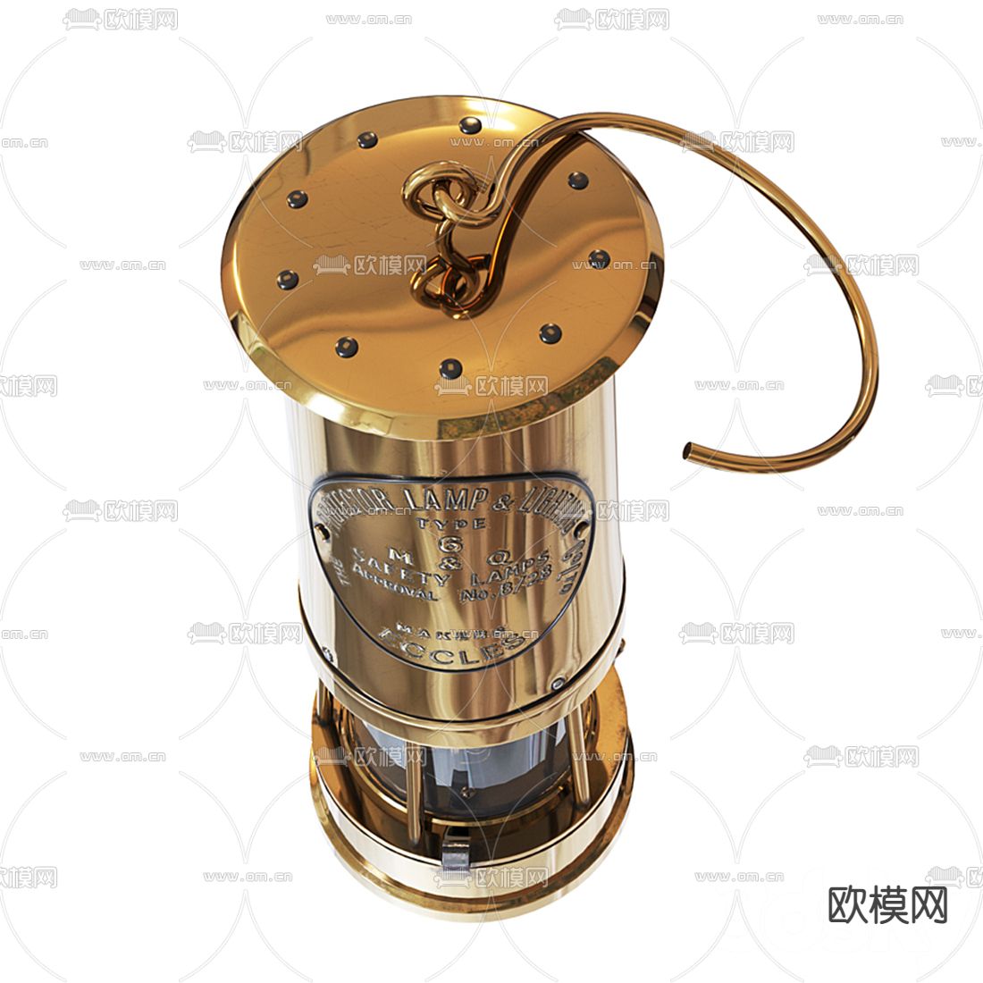工业风煤油灯马灯3d模型下载（渲染图3）