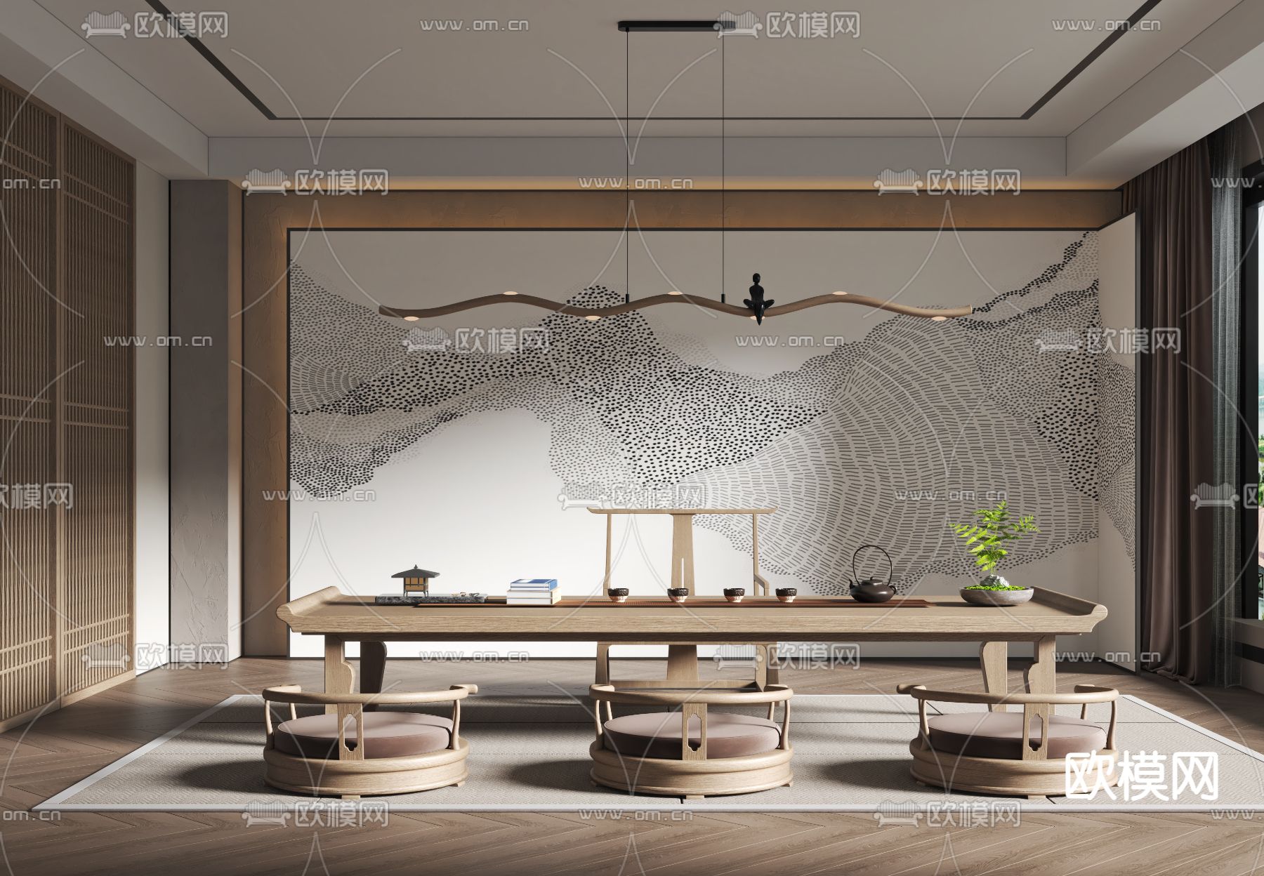 新中式茶室3d模型