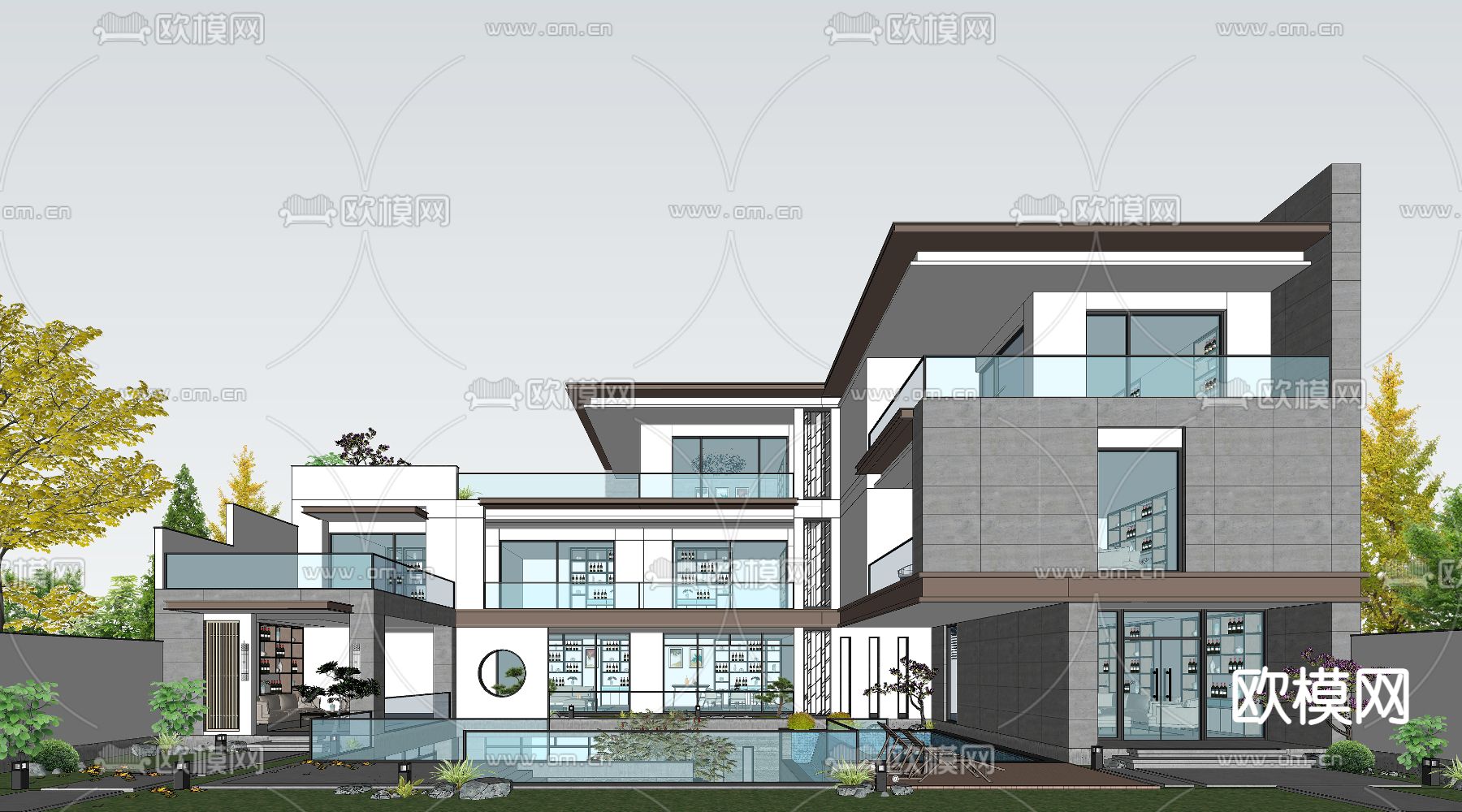 现代别墅su模型下载（渲染图6）