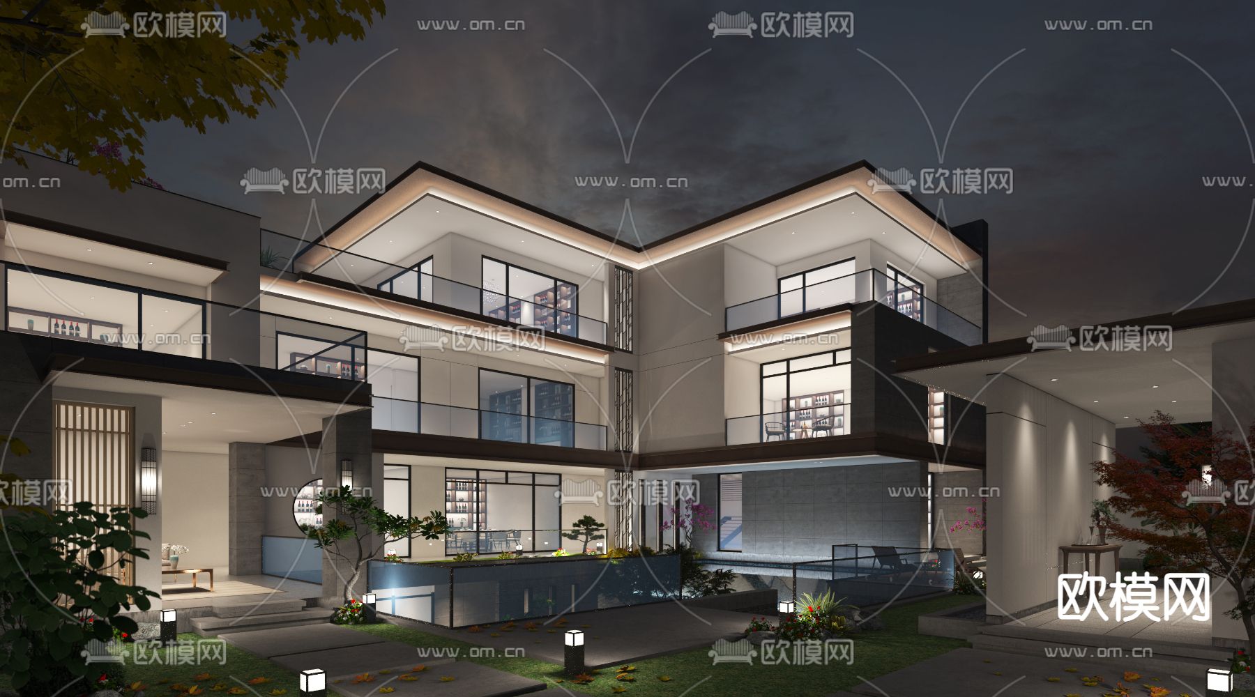 现代别墅su模型下载（渲染图5）