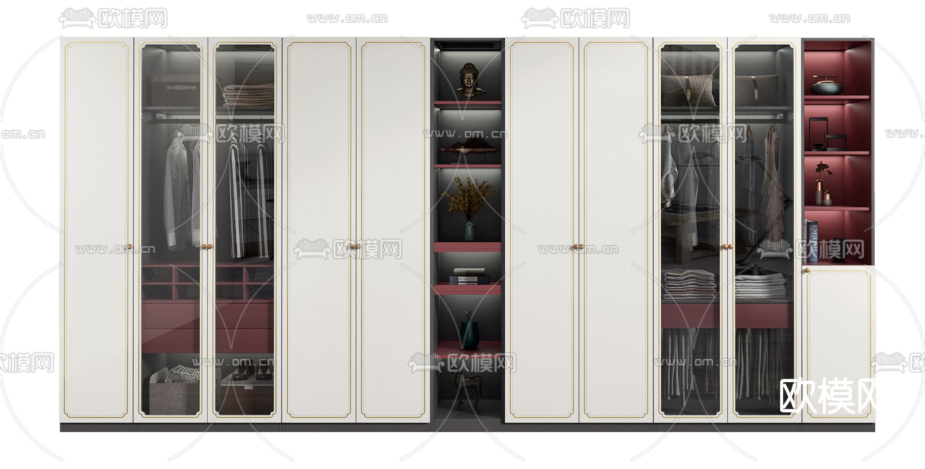 新中式衣柜su模型下载（渲染图1）