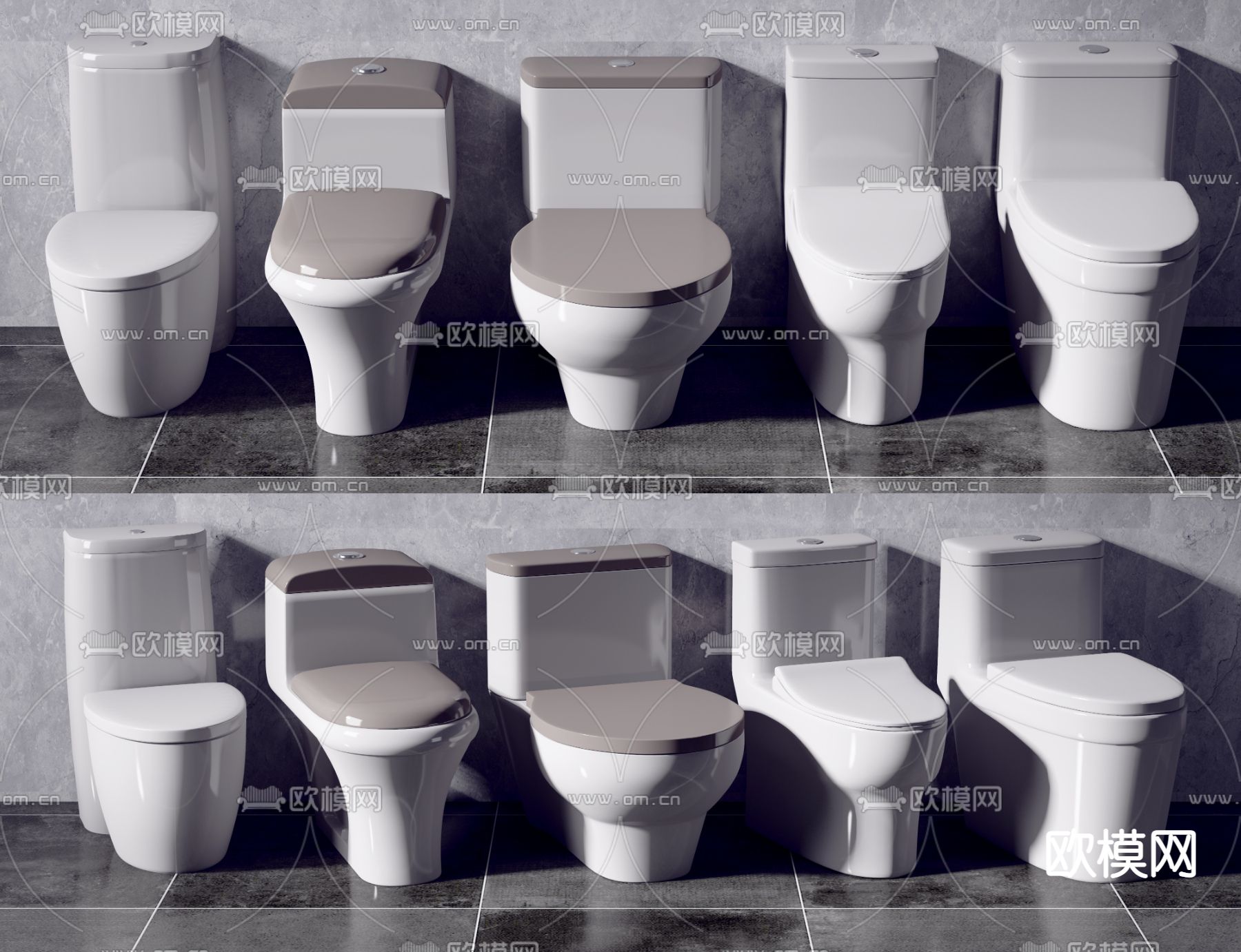 现代座便器马桶3d模型下载