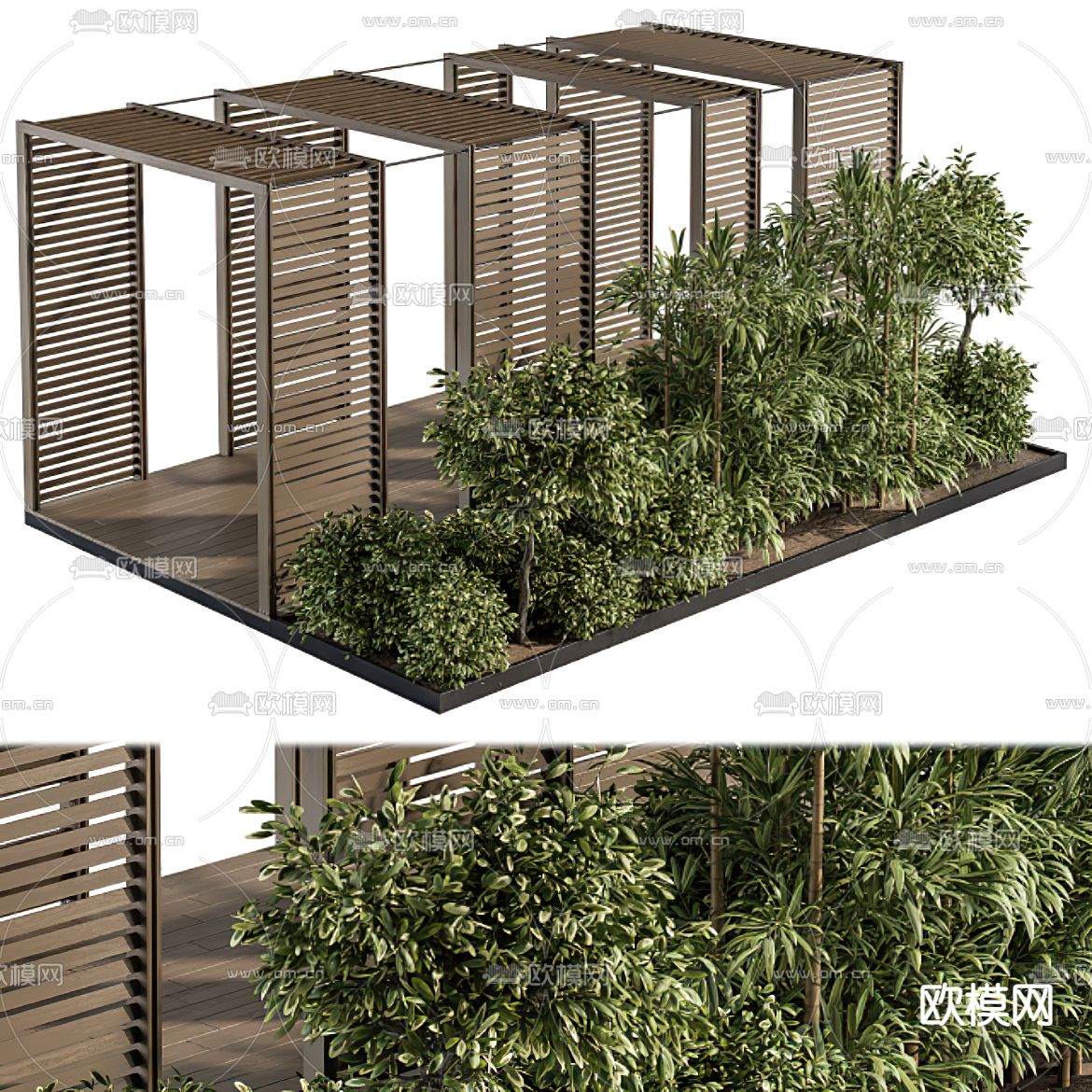 现代廊架植物架3d模型