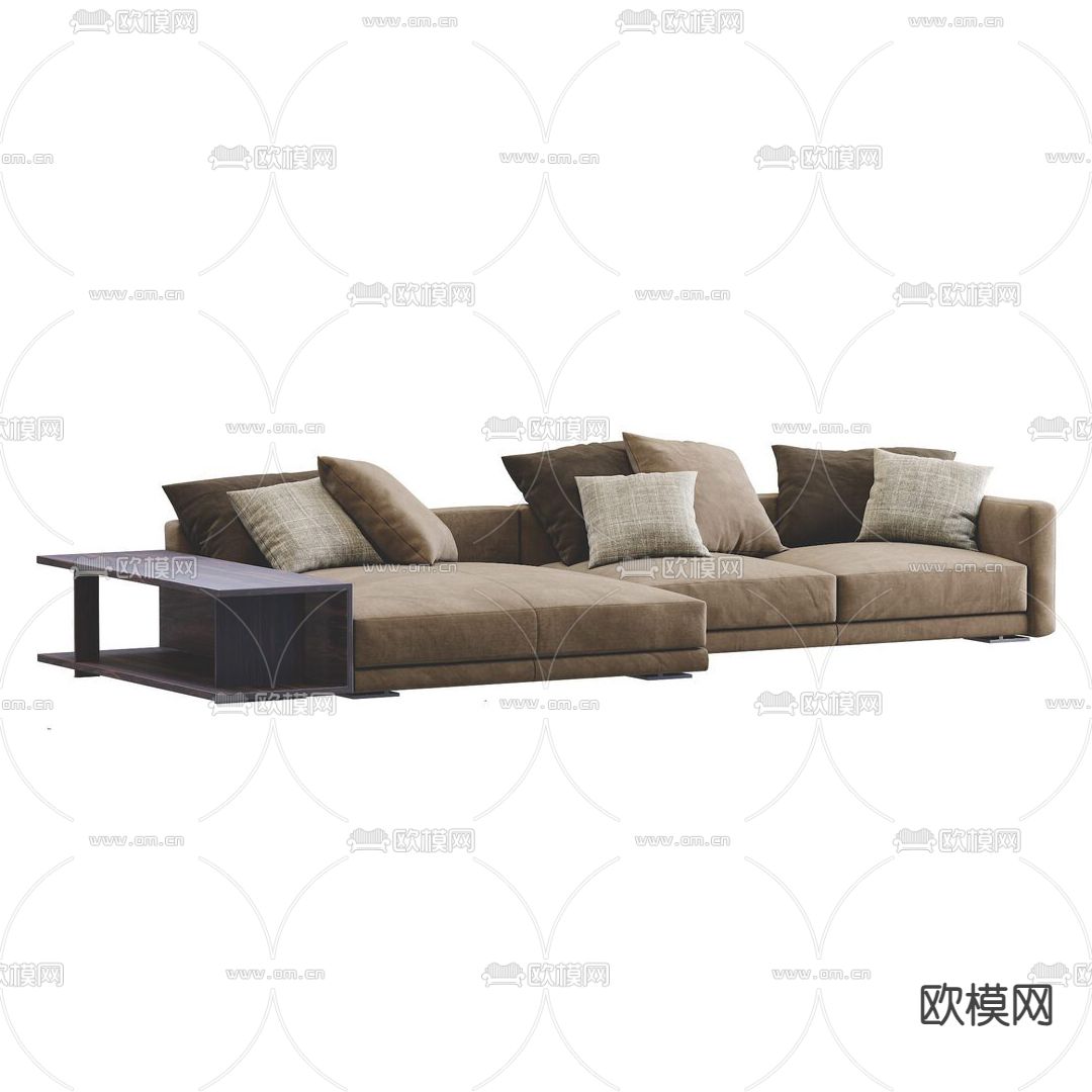 现代布艺转角沙发3d模型
