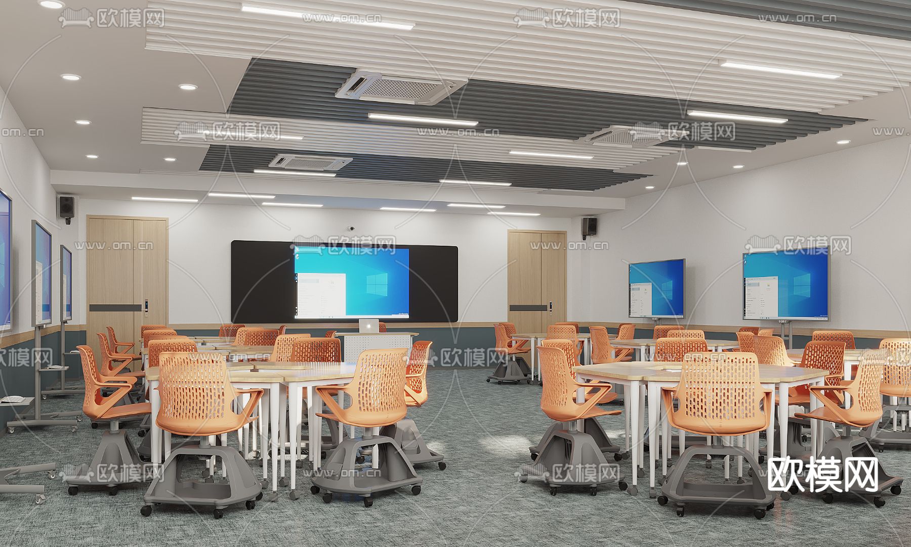 现代学校多媒体教室3d模型