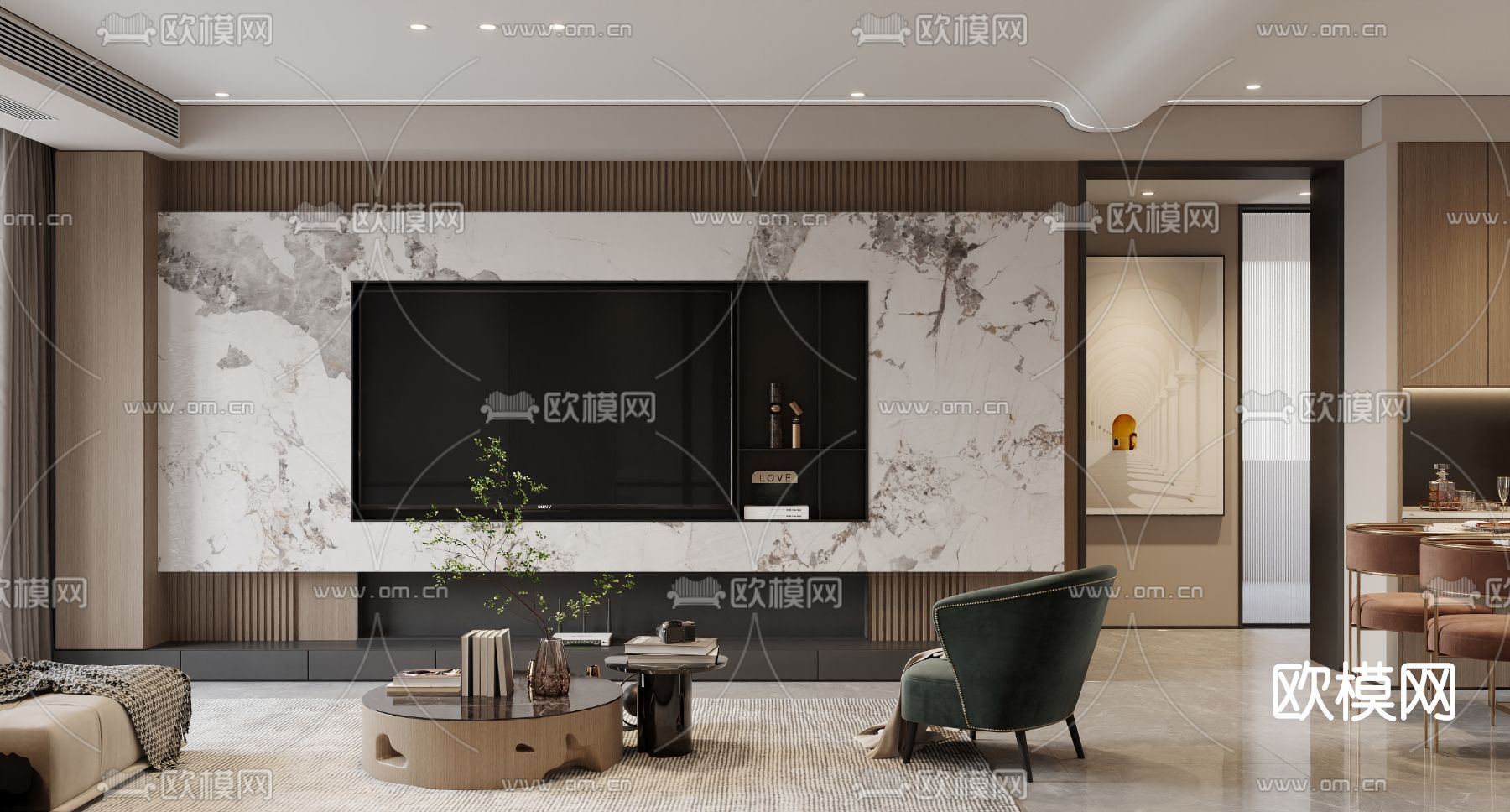 现代客餐厅3d模型