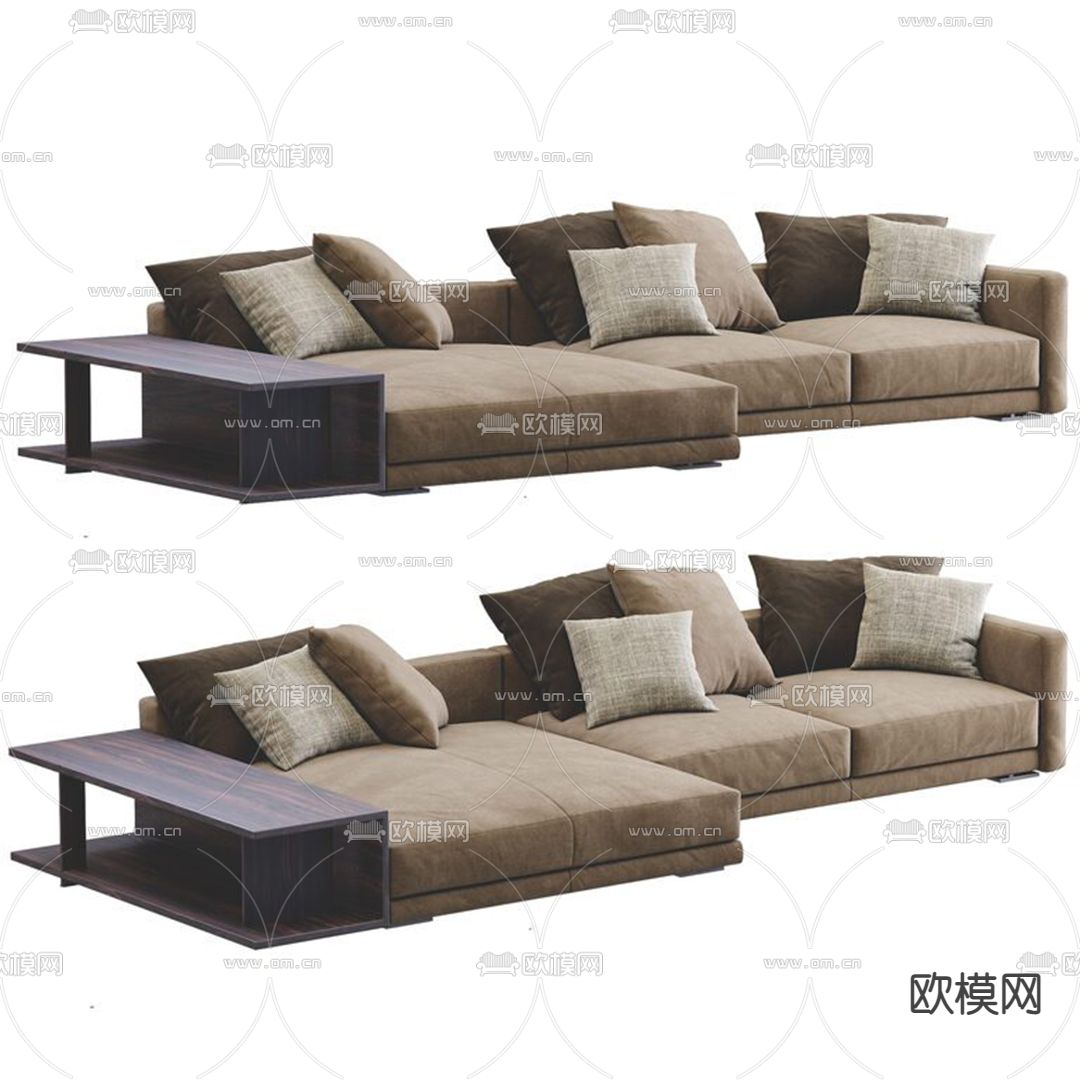 现代布艺转角沙发3d模型