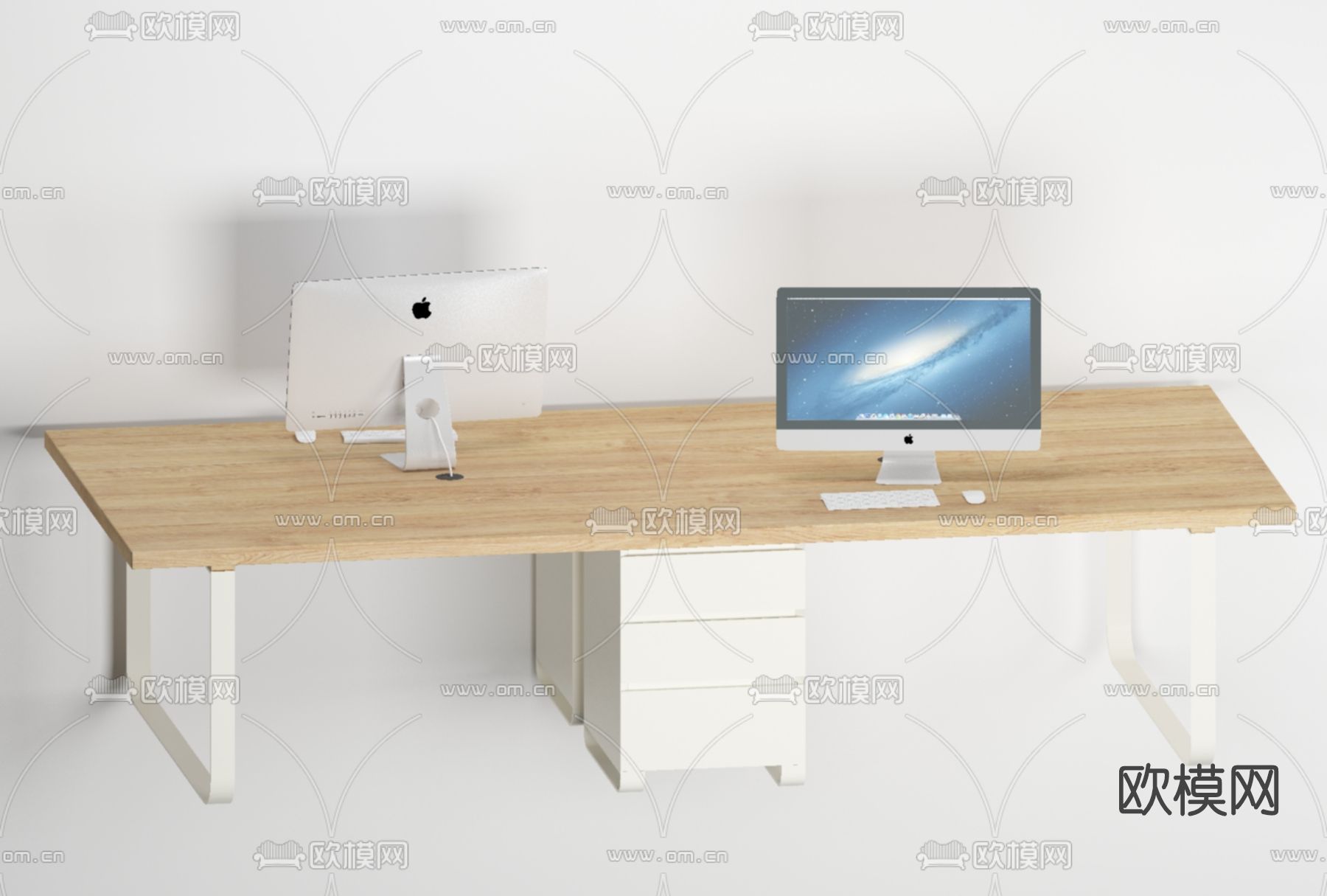 现代卡位办公桌椅免费3d模型下载