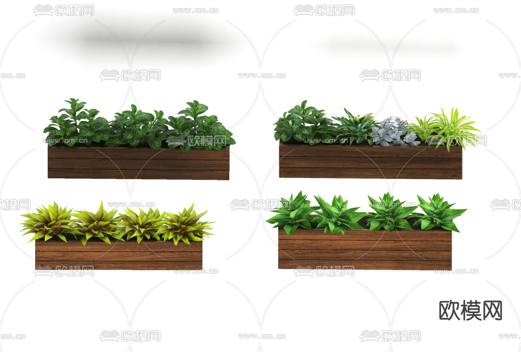 现代绿化池植物盆栽免费3d模型下载