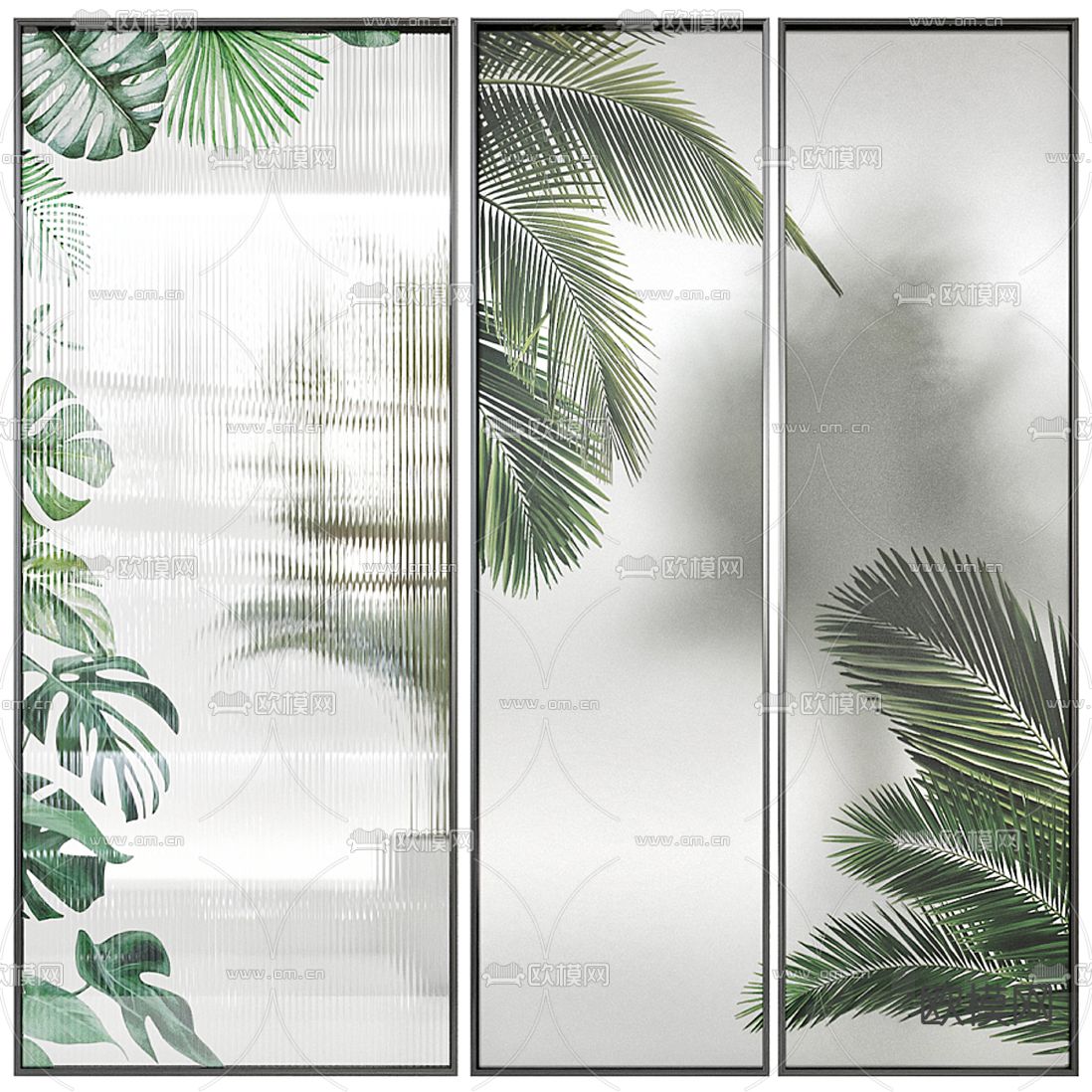 现代玻璃屏风隔断3d模型下载（渲染图4）