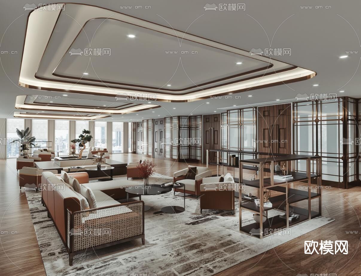 现代酒店会客室3d模型下载（渲染图1）